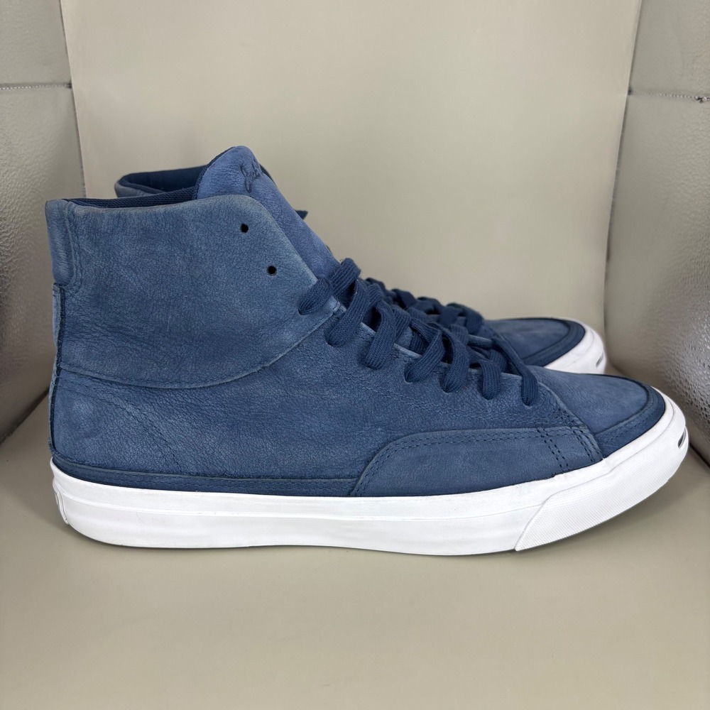 Converse Jack Purcell Mid Navy Blue Nubuck Leather Sneakers 149945C Mens 10.5